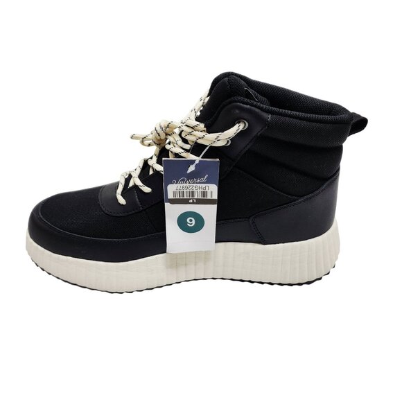 Universal Thread Womens Black HighTop Sneakers Boots 9 Canvas Upper Sole Lace-Up - Picture 2 of 10